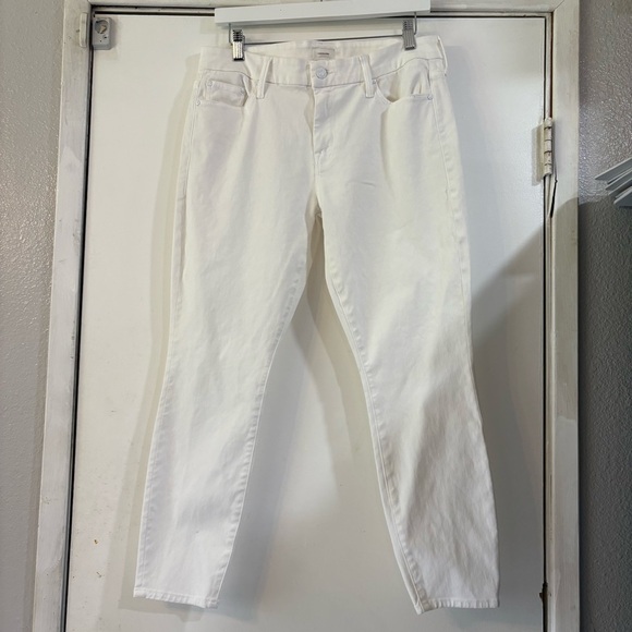 Mother Jeans Looker Petite Glass Slipper White Cropped Womens 32 Ankle - Picture 3 of 11